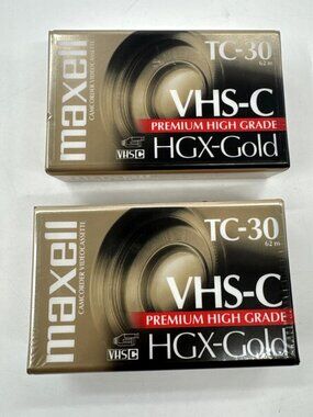 Maxell Cassettes HGX-GOLD TC-30 Lot of 2 Camcorder Video VHS-C Premium SEALED